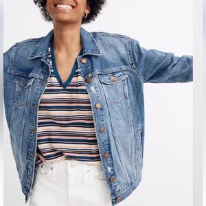Madewell The Oversized Jean Jacket‎ in Wortham Wash Size Denim XXS